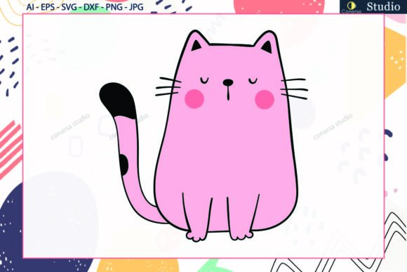 Cat Cute Sleep Pink Svg - Animals
