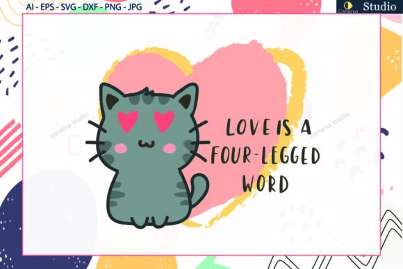 Cat Quotes Love Watercolor Embroidery Design
