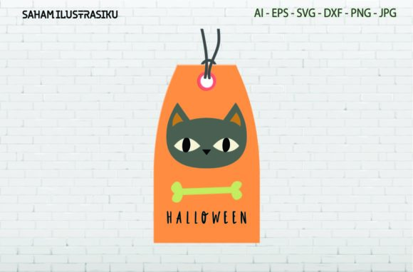Tag Label Halloween Cat and Bone Svg Review